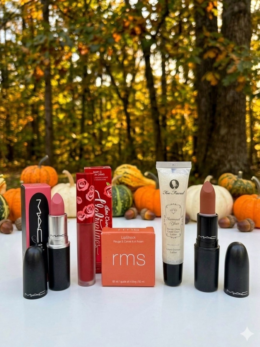 5pc Makeup Bundle: 2 MAC Lipsticks, Too Faced, Lime Crime & RMS Beauty